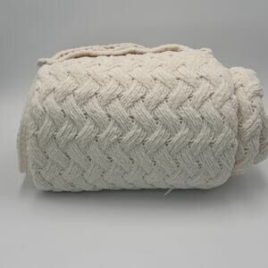 Chunky Knit Throw Blanket Ivory Knotted Texture Cozy New w/out tags
